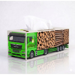 Boîte de mouchoirs publicitaire camion personnalisable fabriqué en Europe FSC