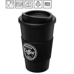 Gobelet publicitaire fabriqué en Europe isolant Americano® 350 ml antidérapant RPET Plastique PP
