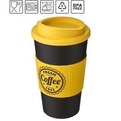 Gobelet publicitaire fabriqué en Europe Americano® de 350 ml avec isolation et grip Plastique PP
