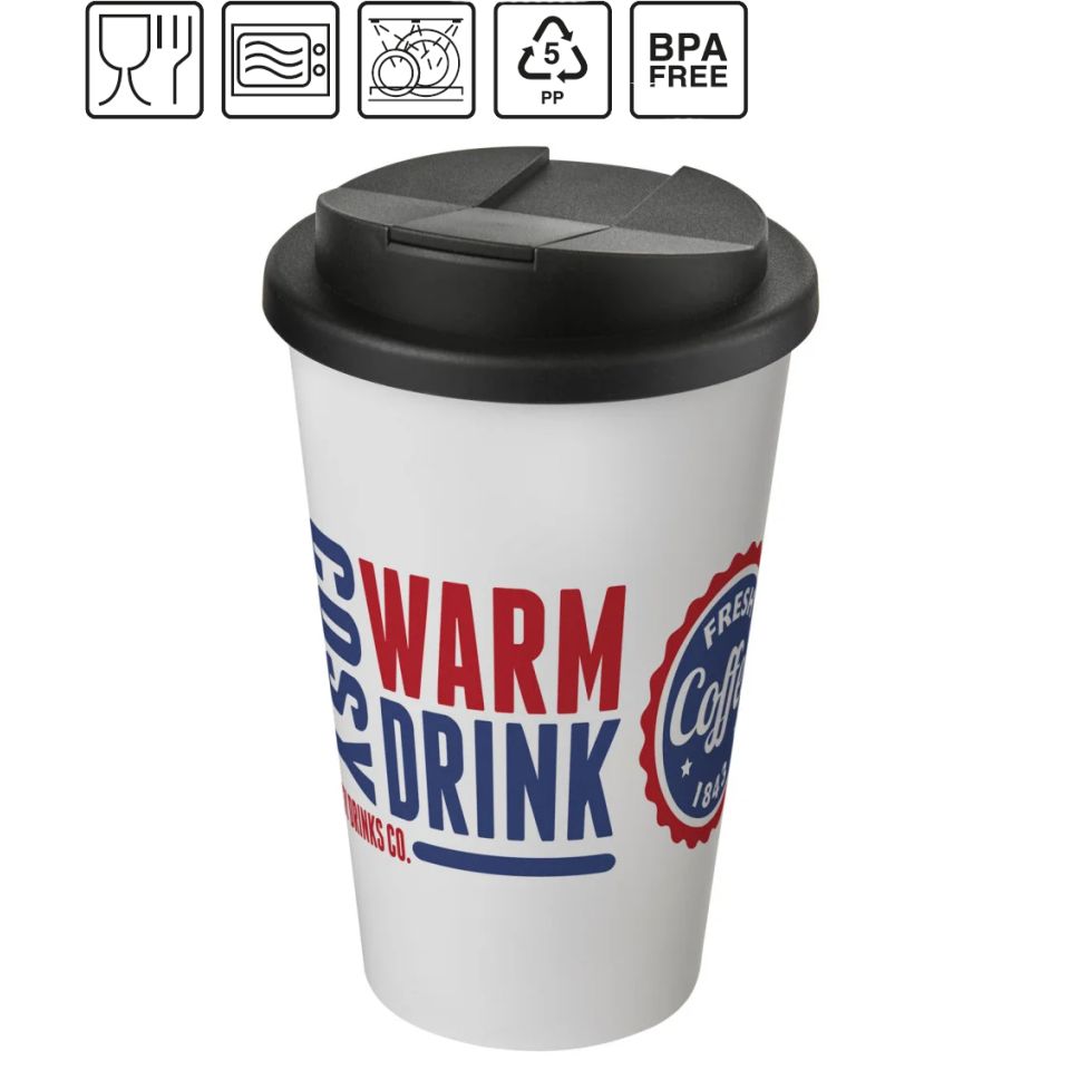 Gobelet isolant Americano® 350 ml avec couvecle anti fuites publicitaire fabriqué en Europe Plastique PP