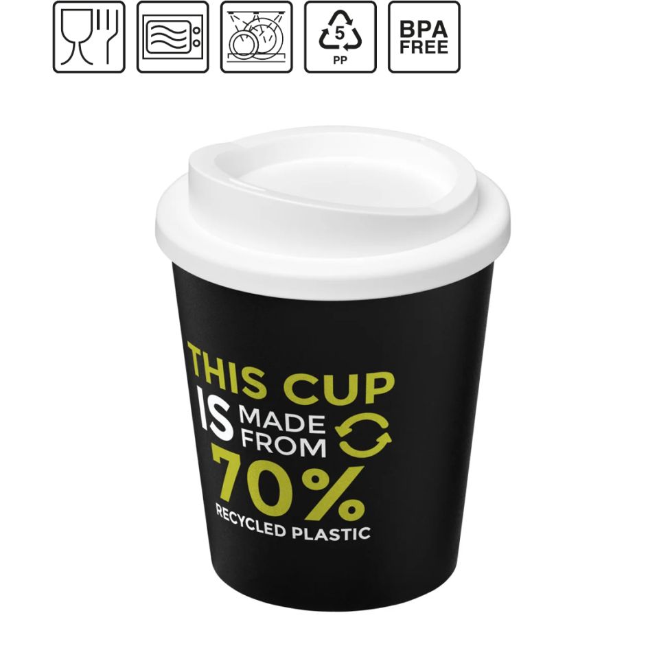 Gobelet publicitaire recyclé Americano® Espresso Eco de 250 ml fabriqué en Europe Plastique PP recyclé