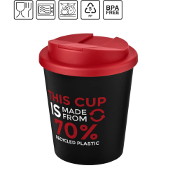 Gobelet publicitaire fabriqué en Europe recyclé Americano® Espresso Eco de 250 ml avec couvercle anti-déversement Plastique PP r