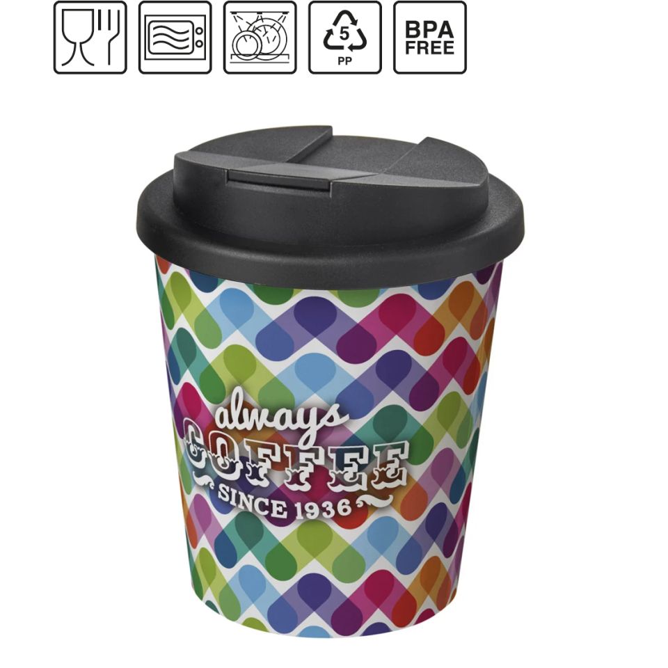 Gobelet isolant Americano® Espresso 250 ml avec couvercle anti-fuite publicitaire fabriqué en Europe Plastique PP