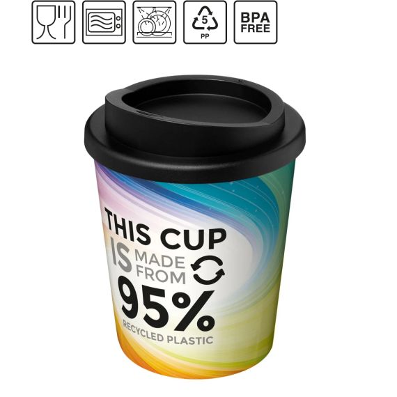 Gobelet publicitaire avec isolation Brite-Americano® Espresso Recycled de 250 ml fabriqué en Europe Plastique PP