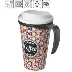 Mug isolant Brite-Americano® grande 350 ml avec couvercle anti fuite publicitaire fabriqué en Europe Plastique PP