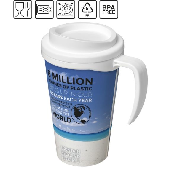 Mug publicitaire fabriqué en Europe isolant Brite-Americano® grande 350 ml RPET