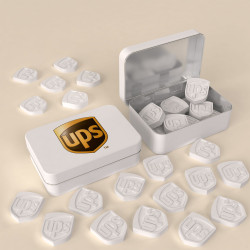 Bonbon à la menthe personnalisé forme et logo sur mesure en 3D