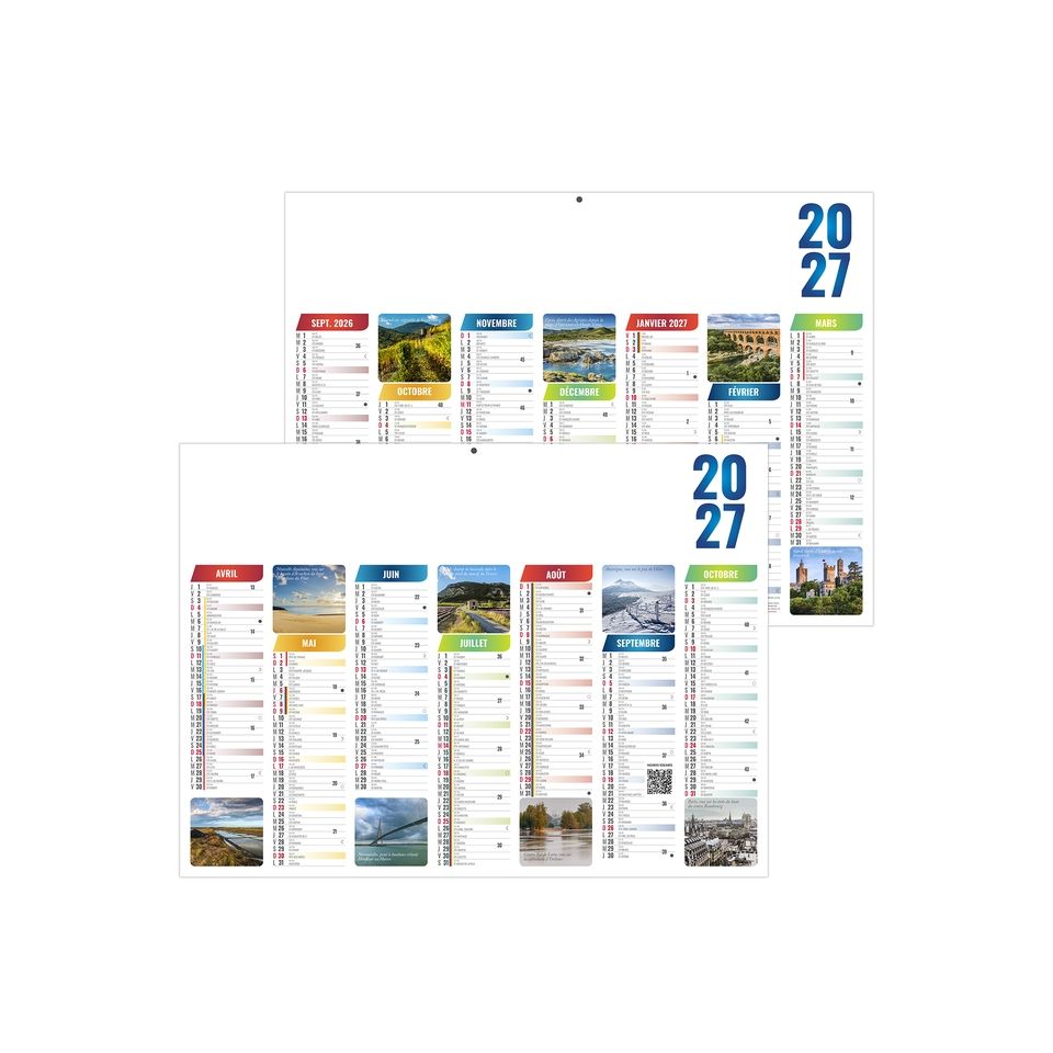 Calendriers publicitaires Scolaires fabriqués en France bancaires Emilien Rigide