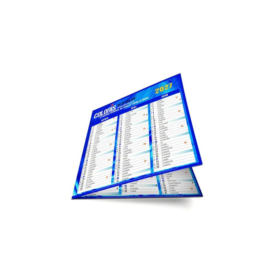 Calendrier bancaire personnalisé sur mesure fabriqué en France Origami