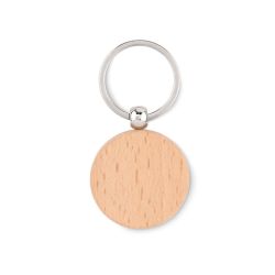 Porte-clés bois personnalisé rond naturel