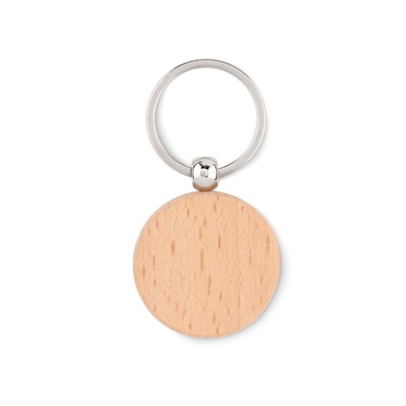 Porte-clés bois personnalisé rond naturel