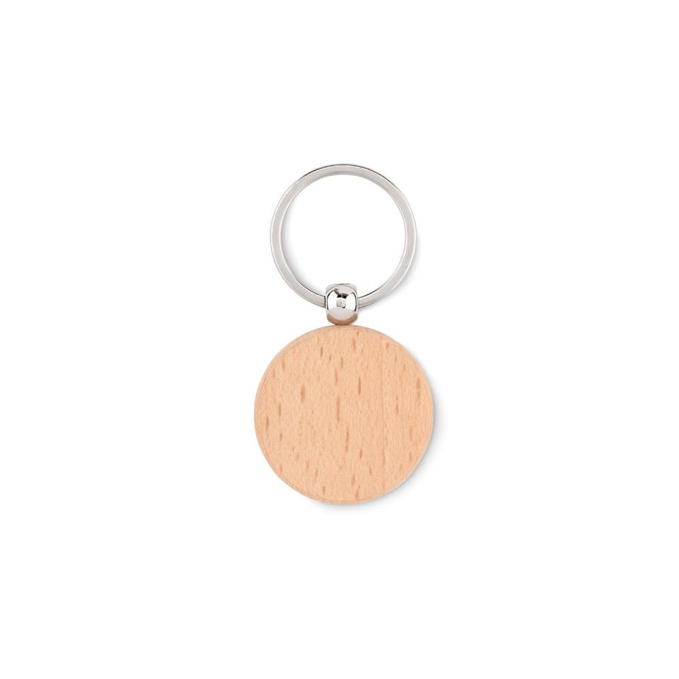 Porte-clés bois personnalisé rond naturel
