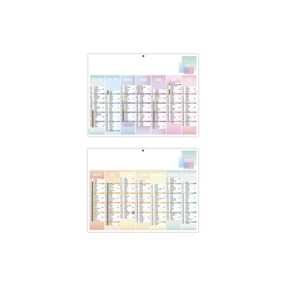 Calendriers publicitaires fabriqués en France bancaires Pastel Souples
