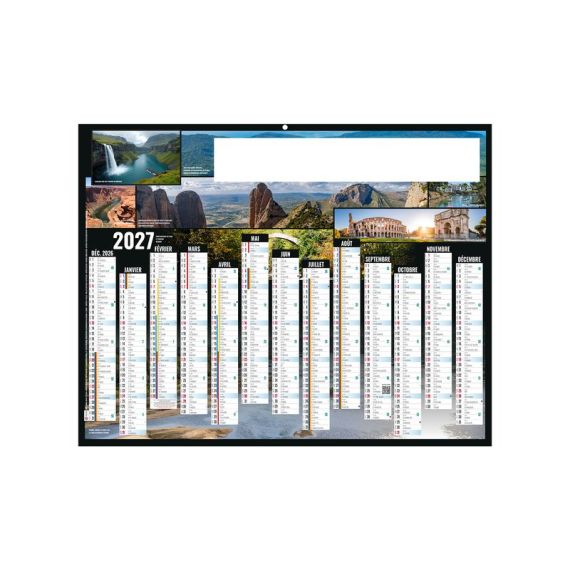 Calendrier bancaire publicitaire fabriqué en France Tour du Monde Souple