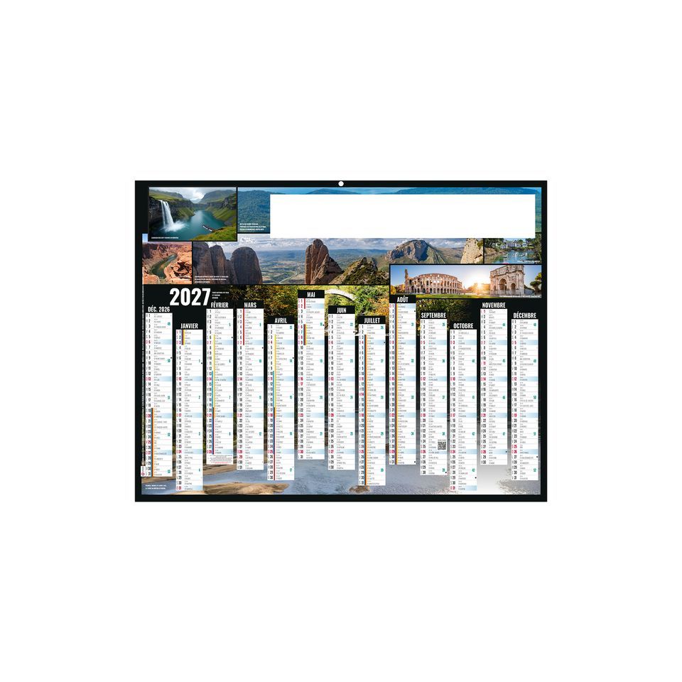 Calendrier bancaire personnalisable fabriqué en France Tour du Monde Rigide