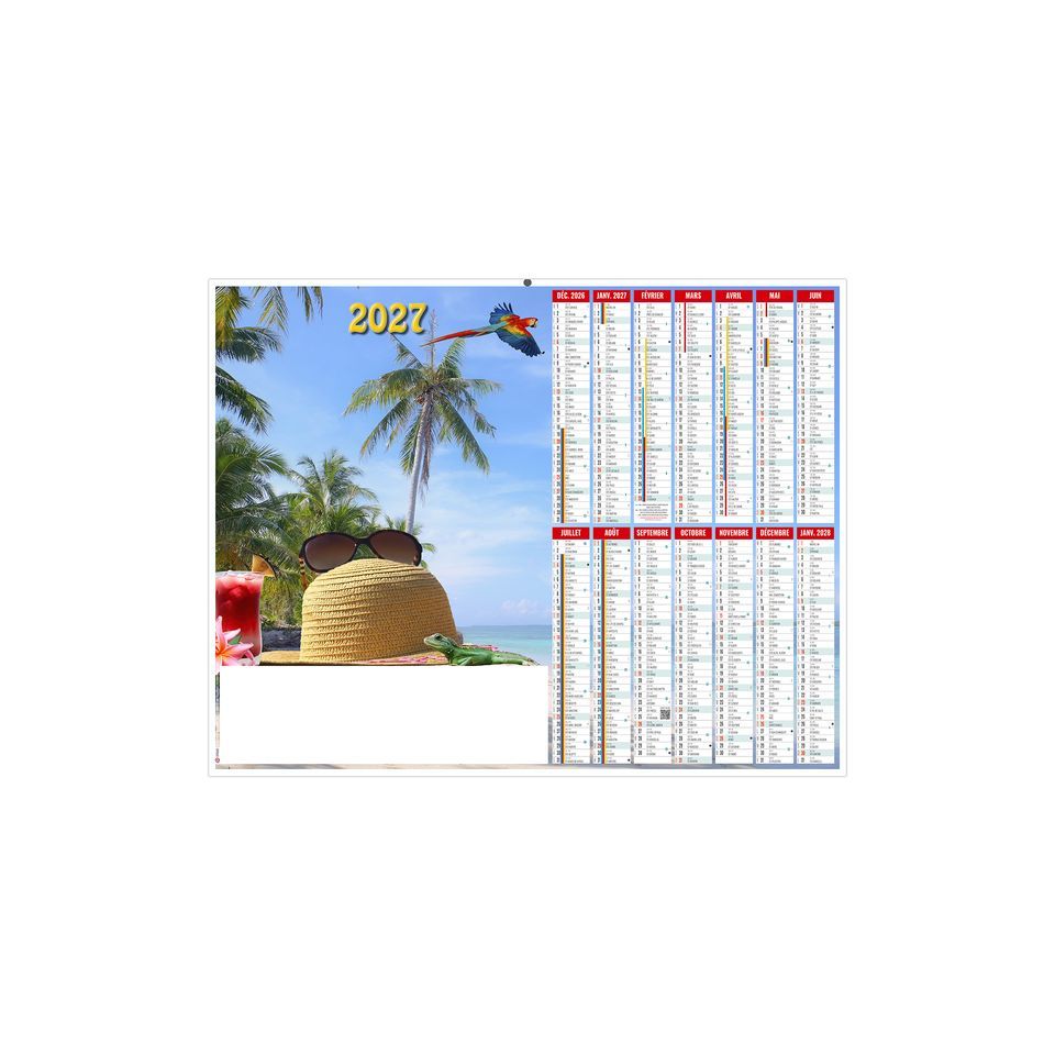 Calendriers bancaires personnalisables fabriqués en France Paradisiaque Rigides
