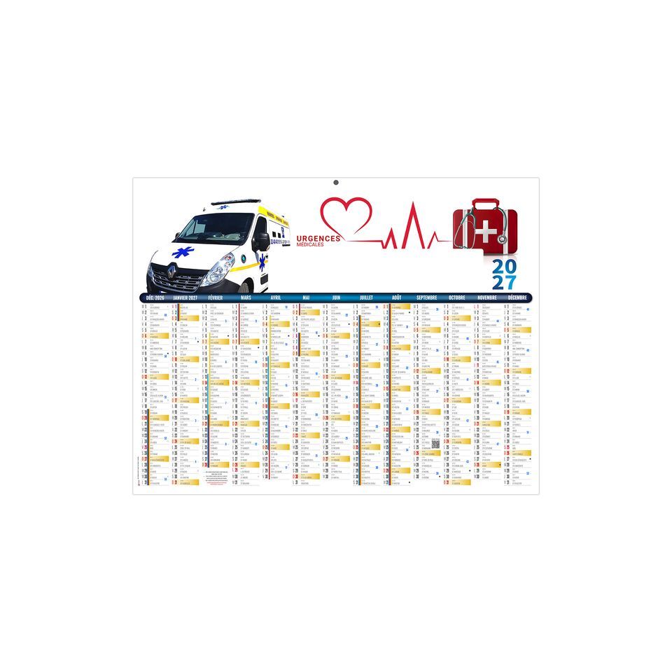 Calendriers bancaires personnalisables fabriqués en France Urgence Rigides