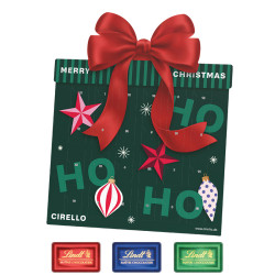 Calendrier de l’Avent Lindt à poser forme cadeau personnalisé fabriqué en Europe 240x287x14 mm