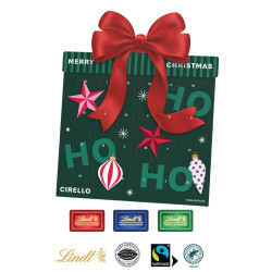 Calendrier de l’Avent Lindt à poser forme cadeau personnalisé fabriqué en Europe 240x287x14 mm