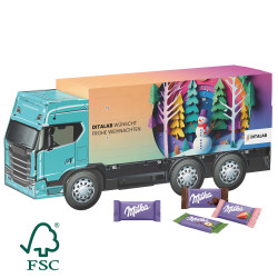 Calendrier de l’avent personnalisable forme camion long 273x120x73 mm Fabriqué en Europe