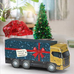 Calendrier de l’avent personnalisable forme camion long 273x120x73 mm Fabriqué en Europe