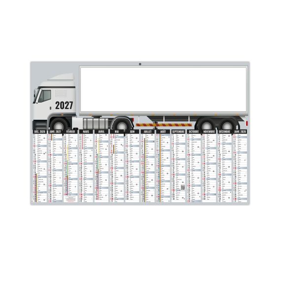 Calendrier bancaire personnalisable fabriqué en France Camion Rigide