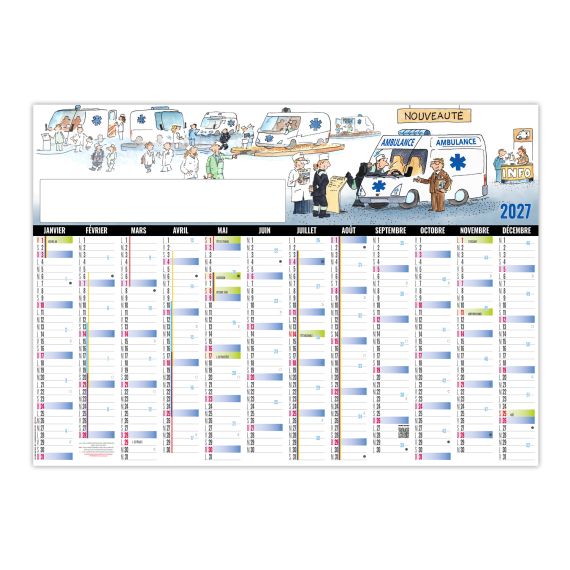 Calendrier publicitaire fabriqué en France Planning Effaçable l'ambulancier
