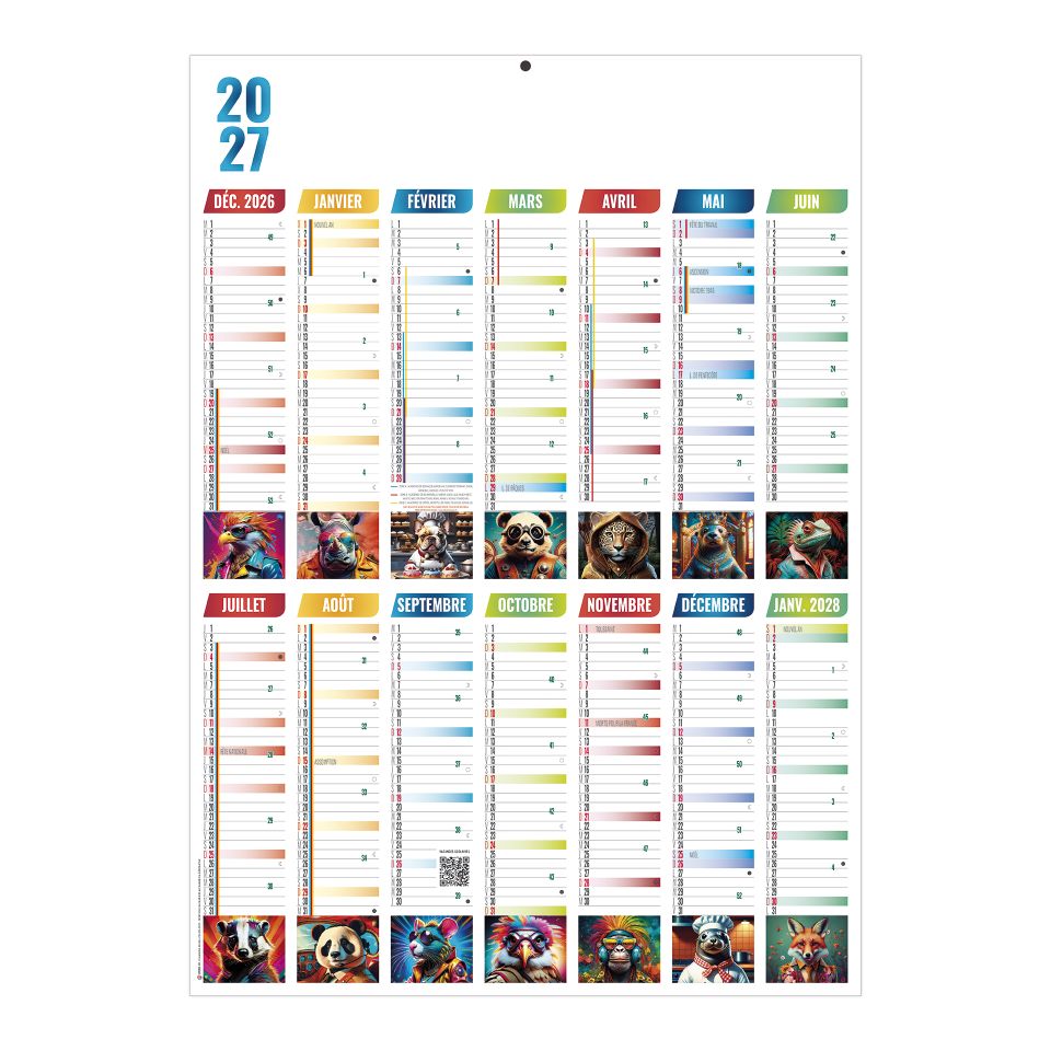 Planning effaçable personnalisé fabriqué en France Mural Color