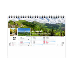 Calendrier personnalisable fabriqué en France de bureau Sentiers 13 feuillets