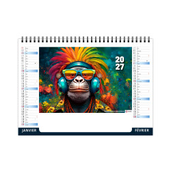 Calendrier personnalisable fabriqué en France de bureau Portrais 7 feuillets