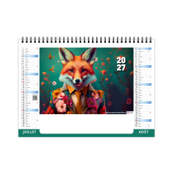 Calendrier personnalisable fabriqué en France de bureau Portrais 7 feuillets