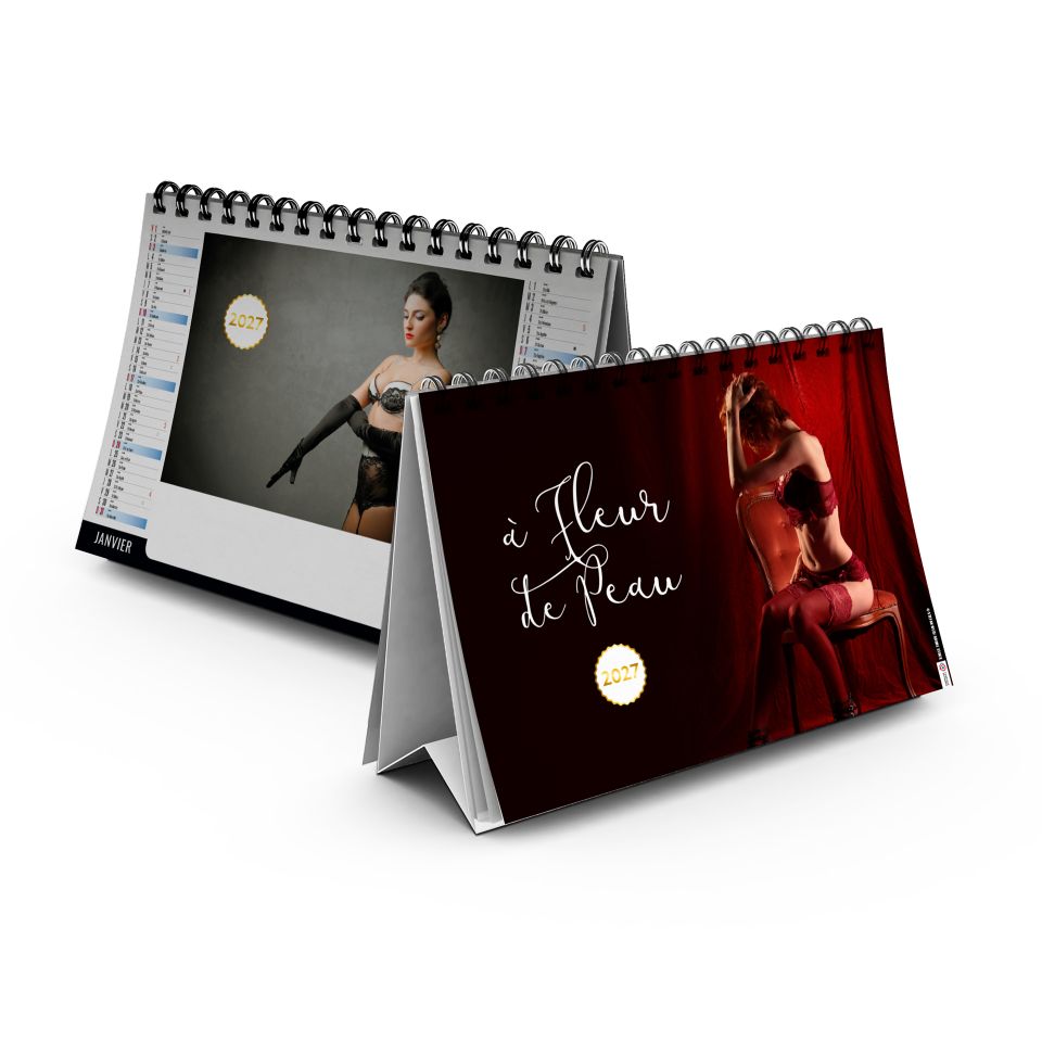 Calendrier publicitaire fabriqué en France de bureau A fleur de peau 7 feuillets