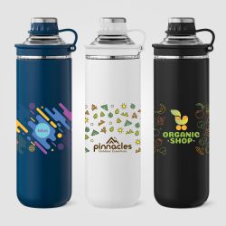 Bouteille gourde personnalisée avec couvercle et poignée en acier inoxydable recyclé 680 ml