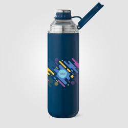 Bouteille gourde personnalisée avec couvercle et poignée en acier inoxydable recyclé 680 ml
