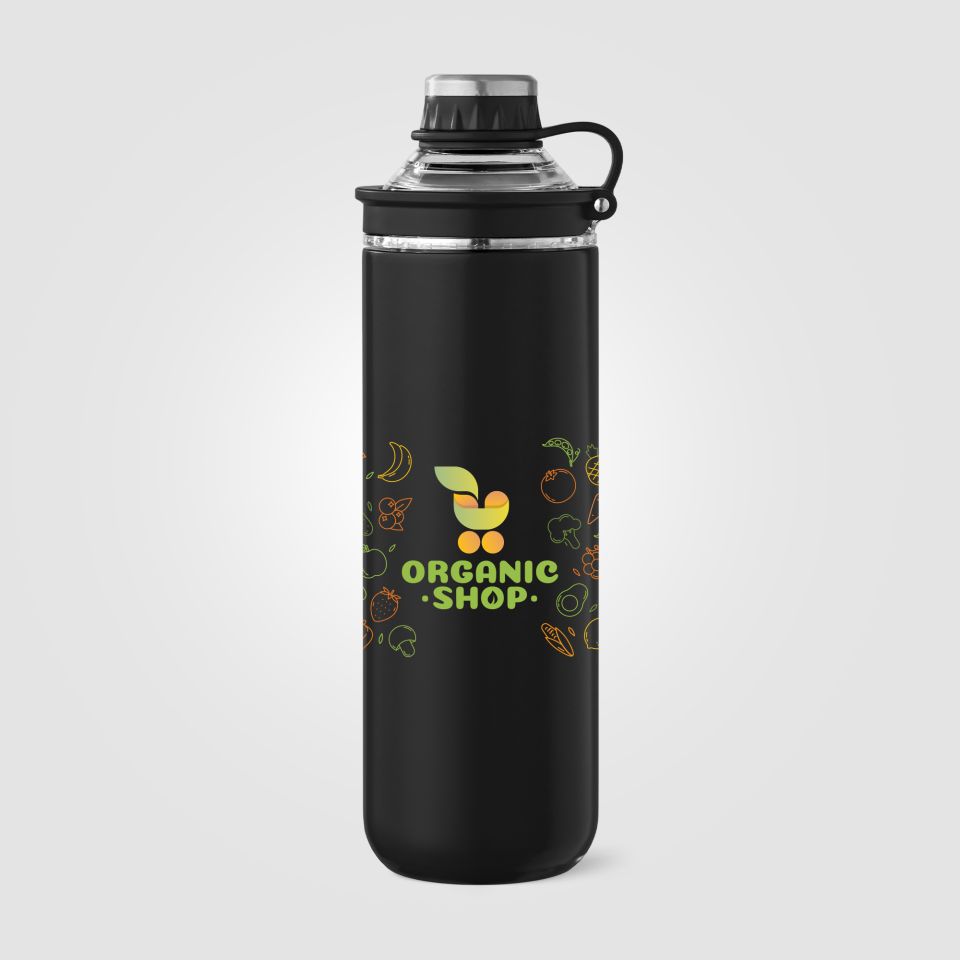 Bouteille gourde personnalisée avec couvercle et poignée en acier inoxydable recyclé 680 ml