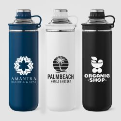 Bouteille gourde personnalisée avec couvercle et poignée en acier inoxydable recyclé 680 ml