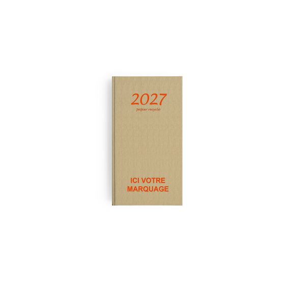 Agendas personnalisables fabriqués en France Semainier Kraft papier recyclé 90x165 mm
