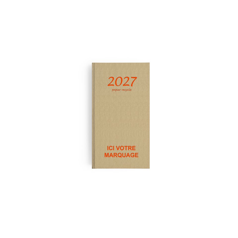 Agendas personnalisables fabriqués en France Semainier Kraft papier recyclé 90x165 mm