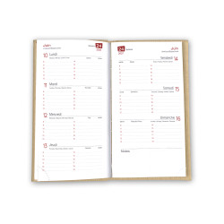 Agendas personnalisables fabriqués en France Semainier Kraft papier recyclé 90x165 mm