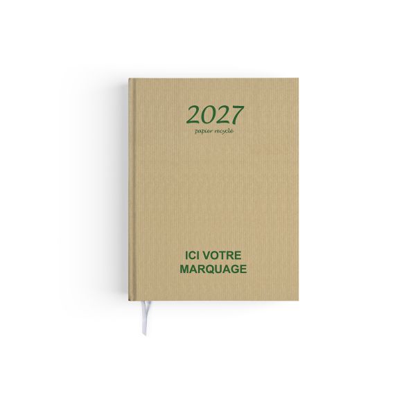 Agendas personnalisables fabriqués en France Semainier Kraft papier recyclé 165x240 mm