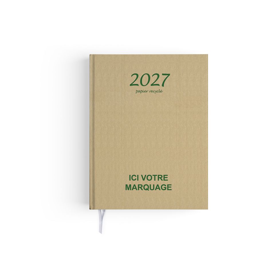 Agendas personnalisables fabriqués en France Semainier Kraft papier recyclé 165x240 mm