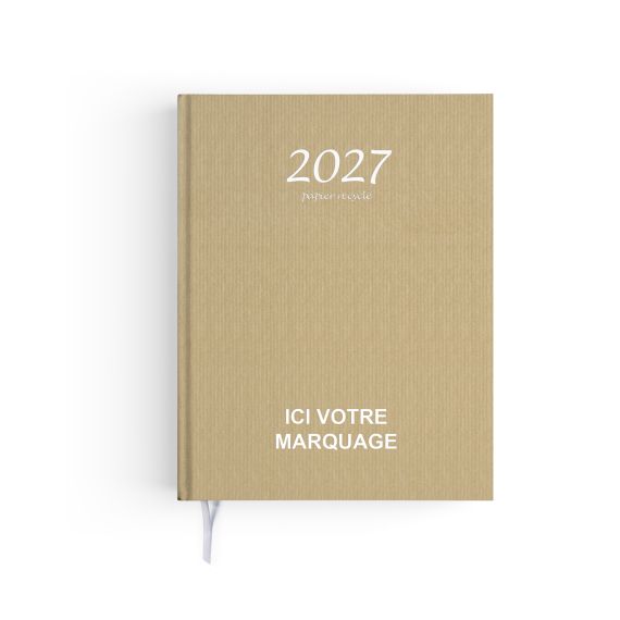 Agendas personnalisables fabriqués en France Semainier Kraft papier recyclé 210x270 mm