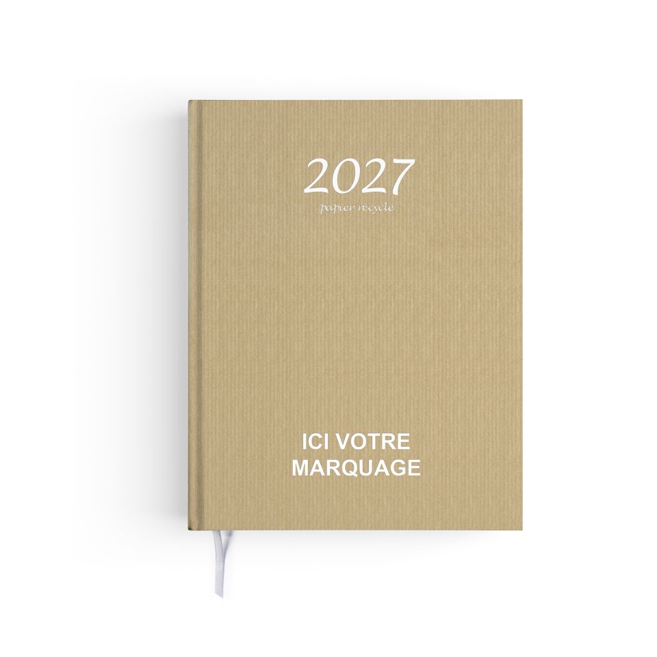 Agendas personnalisables fabriqués en France Semainier Kraft papier recyclé 210x270 mm
