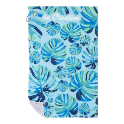 Serviette publicitaire de golf 400 gr/² sublimation avec crochet métal fabriqué en Europe