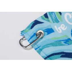 Serviette publicitaire de golf 400 gr/² sublimation avec crochet métal fabriqué en Europe
