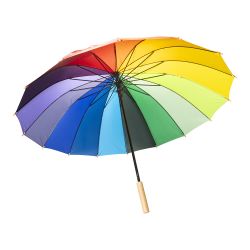 Grand parapluie publicitaire automatique arc en ciel en RPET