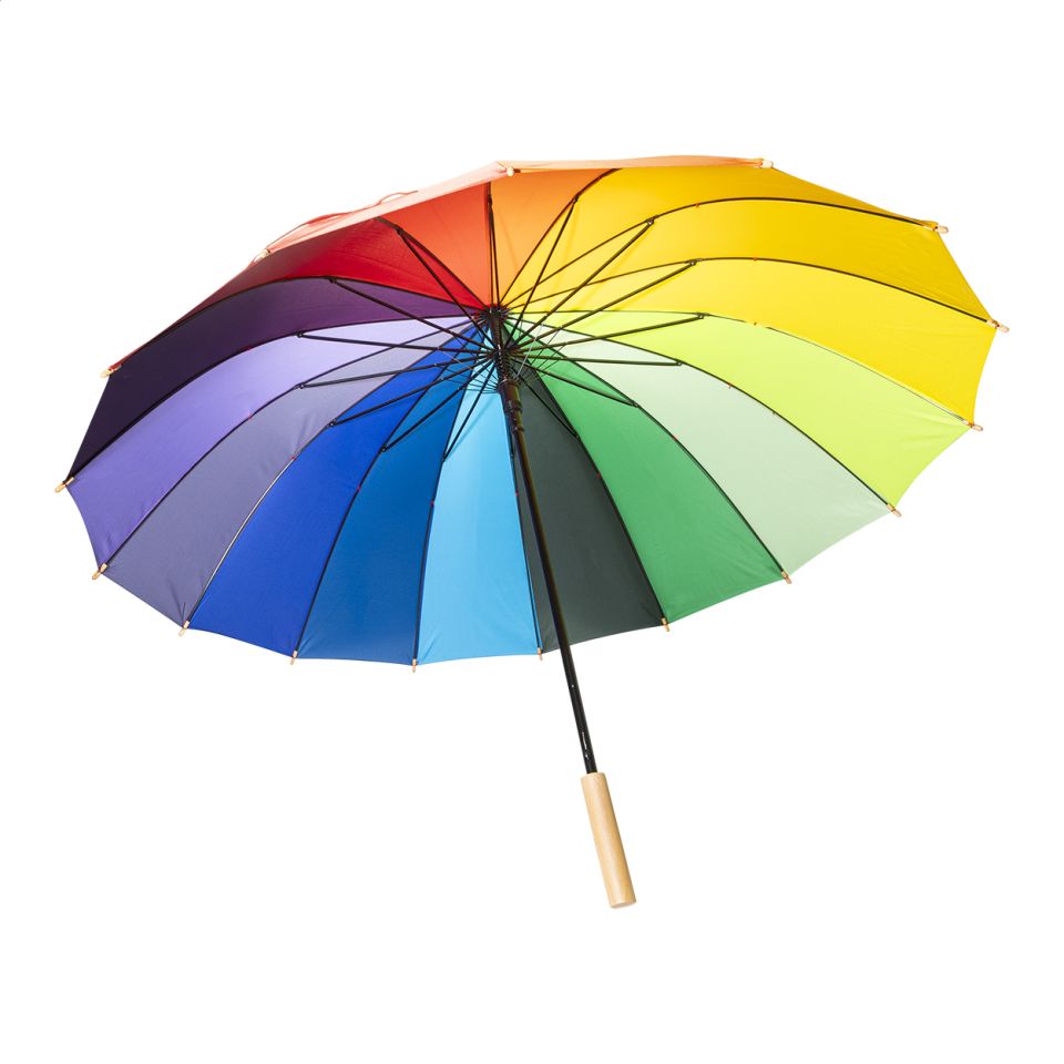 Grand parapluie publicitaire automatique arc en ciel en RPET