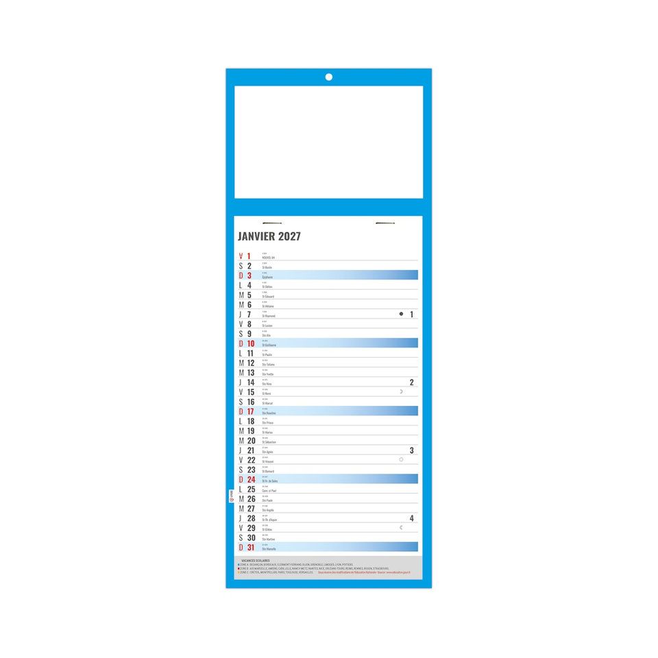 Calendrier personnalisé fabriqué en France 12 feuillets Simple