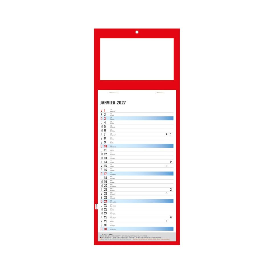 Calendrier personnalisé fabriqué en France 12 feuillets Simple