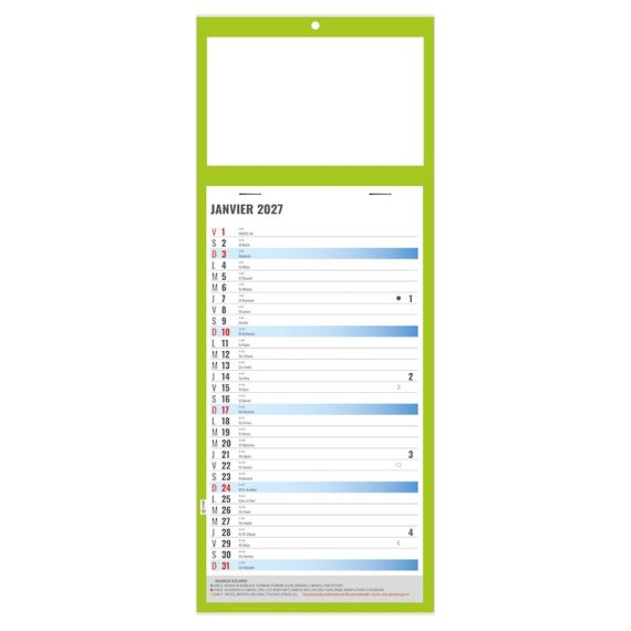 Calendrier personnalisé fabriqué en France 12 feuillets Simple